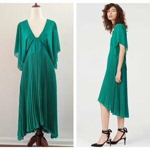NWT* Club Monaco Zorbina emerald green pleated midi dress  - sz 2